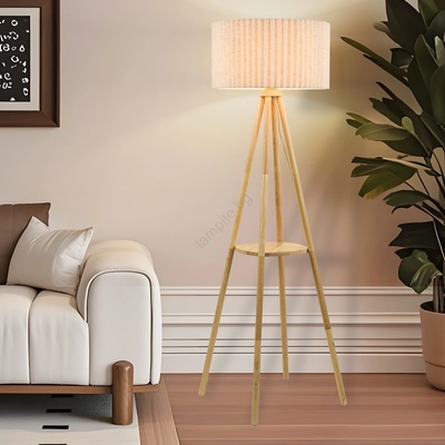 Brilagi - Подова лампа NORDIC WAVE 1xE27/15W/230V дърво/лен (BG2647)