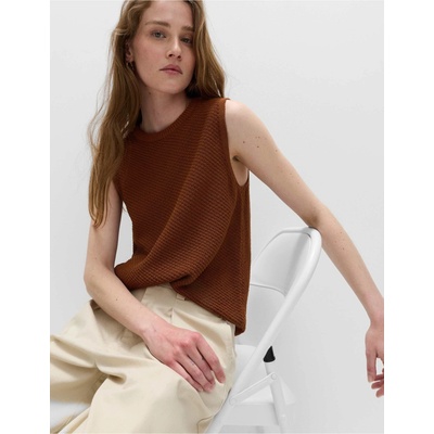 Marks & Spencer Плетен топ тесен крой с висок дял памук Marks & Spencer кафява Marks & Spencer | Kafyav | ЖЕНИ | L