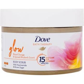 Dove Bath Therapy Glow Body Scrub скраб за тяло с аромат на червен портокал и ревен 295 ml за жени