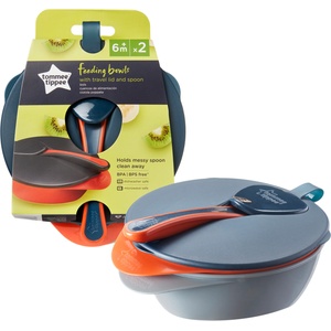 Tommee Tippee Купи за храна с капак и лъжица Tommee Tippee, 2 броя (TT.0128)