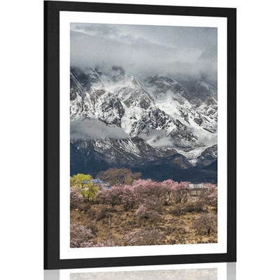 Plakát s paspartou jedinečná horská krajina - 40x60 silver