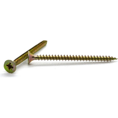 Vrut univerzální 4x80 žlutý zinek, zápustná hlava, křížová drážka, celý závit