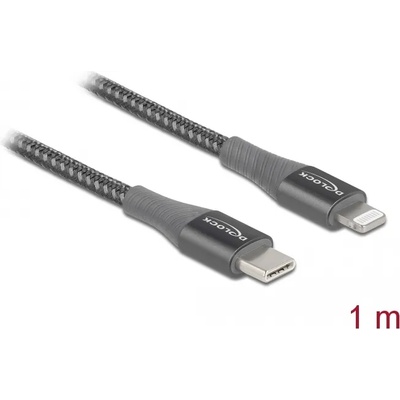 Delock Кабел за данни и зареждане USB Type-C - Lightning за iPhone , iPad и iPod сив 1 м M