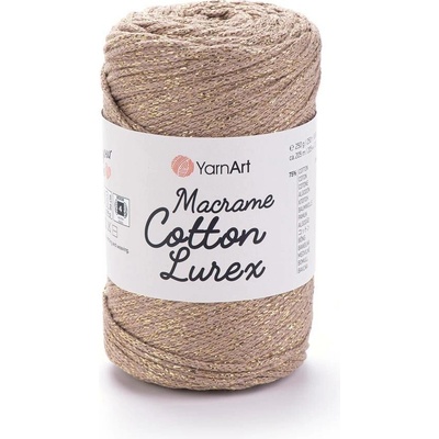 Yarn Art Macrame Cotton Lurex 735 béžová se zlatou nitkou