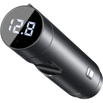 Baseus Energy Column Pro Bluetooth FM Transmitter (CDNL000014) - блутут FM трансмитер и зарядно за кола за мобилни устройства (тъмносив)