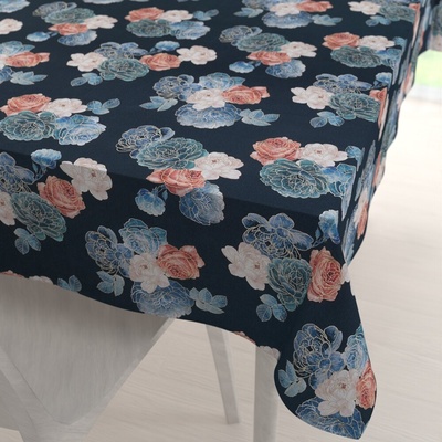 Biante Teflónový obdĺžnikový obrus TF-060 Modré a červené ruže na tmavo modrom 50x100cm