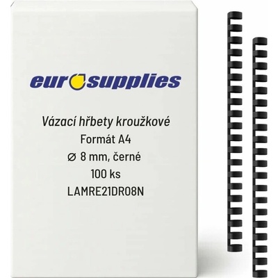 Eurosupplies vázací hřbety plastové A4 8mm černé 100 ks – Zboží Živě