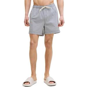 JACK & JONES Бански гащета Jack & jones Maui Ocean Seersucker swimming shorts - Grey (Navy Blazer / Star White)