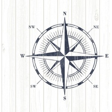 Esta Home 138975 Vliesová tapeta na stenu, Kompas na palubkovom podklade, rozmery 0,53 x 10,05 m