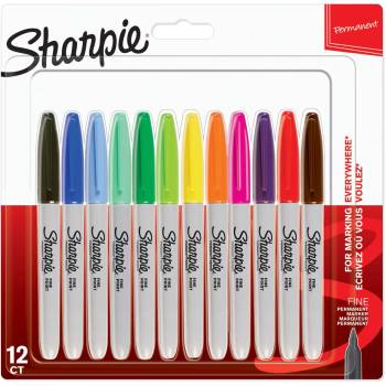 Sharpie Комплект перманентни маркери Sharpie, F, 12 цвята, блистер (27670-А)