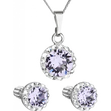 Swarovski sada s krystaly náušnice řetízek a přívěsek fialové kulaté 39352.3 violet