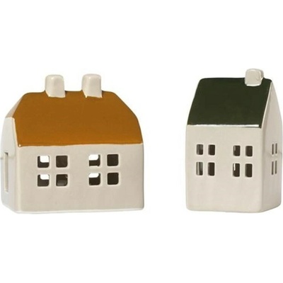 Broste Keramické domčeky Broste BO 9x5cm SET/2ks hnedý, zelený