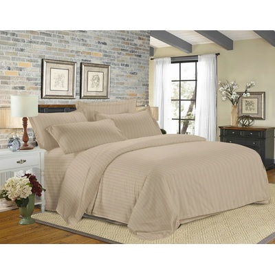 Textilomanie Hotelové obliečky z mikrovlákna JASMINE PURE svetlohnedé prúžok 1cm hotelové vrecko 70x90 140x200