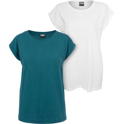 Urban Classics 2 Броя Изчистени Дамски ТенискиLadies Extended Shoulder Tee 2-Pack teal+white XXLUB-TB771A-04300 - Камуфлаж, размер S