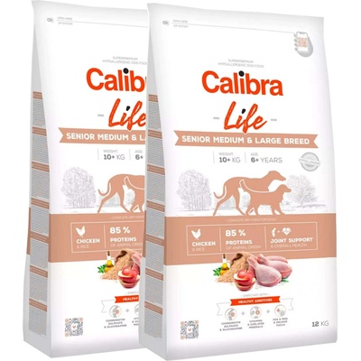 Calibra Dog Life Senior Medium & Large Chicken 2 x 12 kg