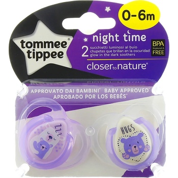 Tommee Tippee C2N silikón Night 2ks 0-6m modrá