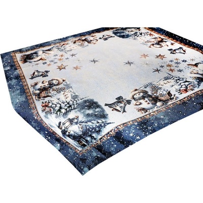 Mondo Luxusný vianočný gobelínový obrus s lurexom Magický Santa a snehové vločky 90x90cm