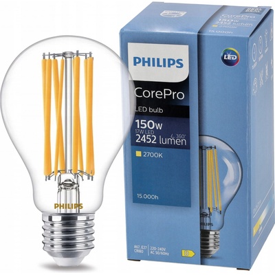 Philips LED žárovka LED E27 A60 17W = 150W 2452lm 2700K Teplá bílá CorePro PHICORM0030