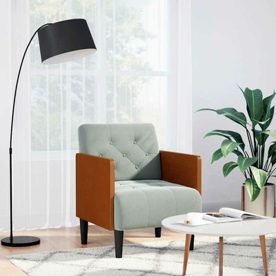 vidaXL 4100595 Rozkládací s područkami světle šedé 55 cm samet
