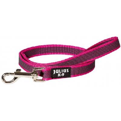 JULIUS-K9® IDC Color Gray Super Grip - Гумиран повод с дръжка, розов, ширина 20 мм, дължина 1, 2 метра, Унгария - 216GM-PN-1.2