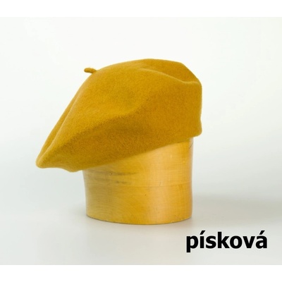 Vlněný baret jednobarevný 115´ písková