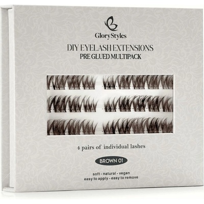 GloryStyles Samolepící segmentové řasy BROWN 01