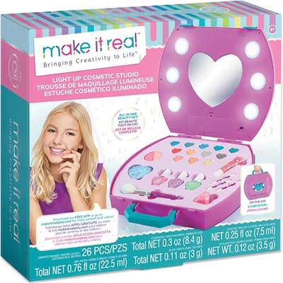 Make It Real Детски козметичен комплект Make it Real - Студио за грим с огледало и светлини
