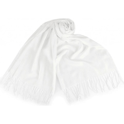 Letní šátek / šála s třásněmi jednobarevný 1 Off White