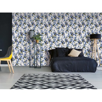 DIMEX ART s. r. o Луксозна флизелинова тапета сини цъфтящи пъпки