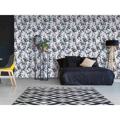 DIMEX ART Луксозна флизелинова тапета сини цъфтящи пъпки