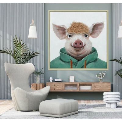 Zvierací obraz na stenu - moderná dizajnová nástenná dekorácia - PORKY 80 x 80 cm