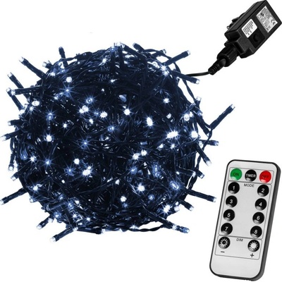 Voltronic 59756 Vánoční LED osvětlení 5 m studená bílá 50 LED + ovladač zelený kabel