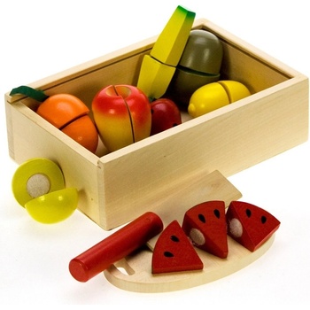 Bigjigs Toys dřevěné potraviny Krájení ovoce v krabičce