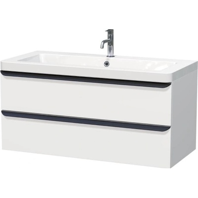 Naturel Koupelnová skříňka s umyvadlem Pavia 105x53x49 cm bílá mat chrom úchytka PAVIA3105ZCR