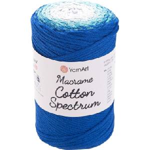 YARNART Macrame Cotton Spectrum 225 m 1312 White Blue юта (Macrame Cotton Spectrum 1312)