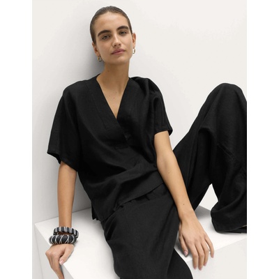 Marks & Spencer Топ Popover от чист лен с V деколте Marks & Spencer черна Marks & Spencer | Cheren | ЖЕНИ | 8