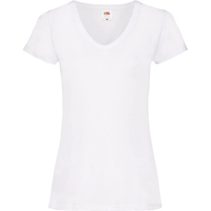 Fruit of the Loom Дамска тениска с v-образно деколте fruit of the loom lady-fit valueweight - бяла xs (16139800100)