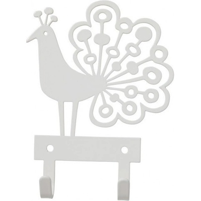 Bengt & Lotta Švédsko Kovový věšák Peacock white 14,5 x 11,5 cm