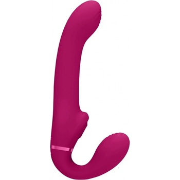 Vive AI Vibrační vkládací dildo růžové strapless strap on s tlakovým stimulátorem klitorisu 23,5 x 4,2 cm