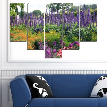 Vivid Home Картини пана Vivid Home от 5 части, Цветя, Канава, 110x65 см, 6-та Форма №0506