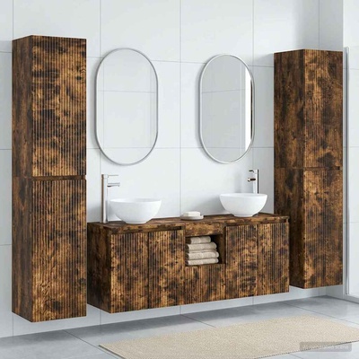 vidaXL Комплект мебели за баня 5 бр. Опушен дъб 33 x 34, 5 x 160 см (3406028)