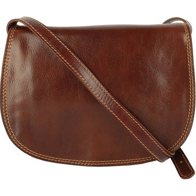 Vera Pelle Stredná dámska kožená kabelka crossbody Talianska hnedá Viera