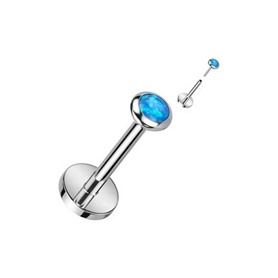 Šperky4U PUSH IN piercing do brady ucha titan modrý opál TIT1241-OP05