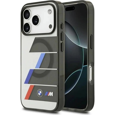 BMW Калъф BMW M IML Metal Buttons Tricolor Lines MagSafe за iPhone 17 Pro - сив