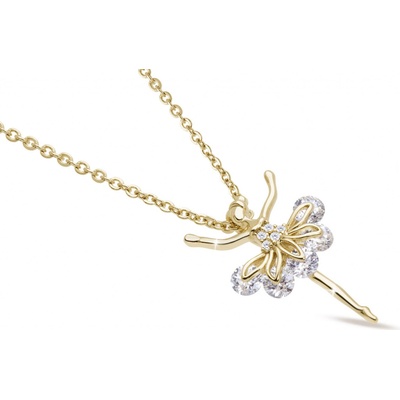 Biju Pozlacený řetízek 14k zlatem s přívěskem, baletka vykládaná zirkony 3001898