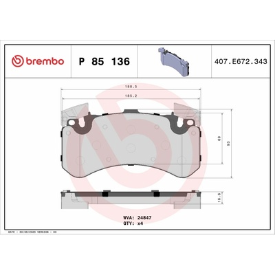 BREMBO Súprava brzdových doštičiek P 85 136