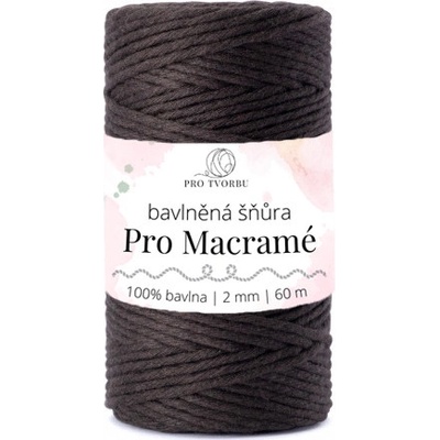 bavlněná šňůra Pro Macramé – STANDARD COTTON 2mm / 50 m - hořká čokoláda