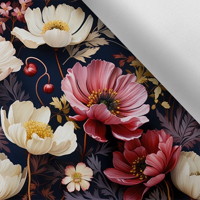 Takoy Látka s potiskem nepromokavý polyester TD/NS MAXI vzor poppy 3D tmavé