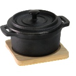 HORECANO HORECANO-Мини Тенджерка кръгла с бамбукова подложка 10х13 cm (1277SJ4675) (0147110)