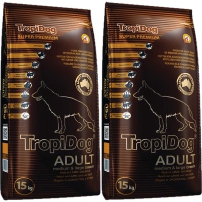 Tropidog Super Premium dospelé jahňacie mäso s ryžou pre stredné a veľké plemená 2 x 15 kg